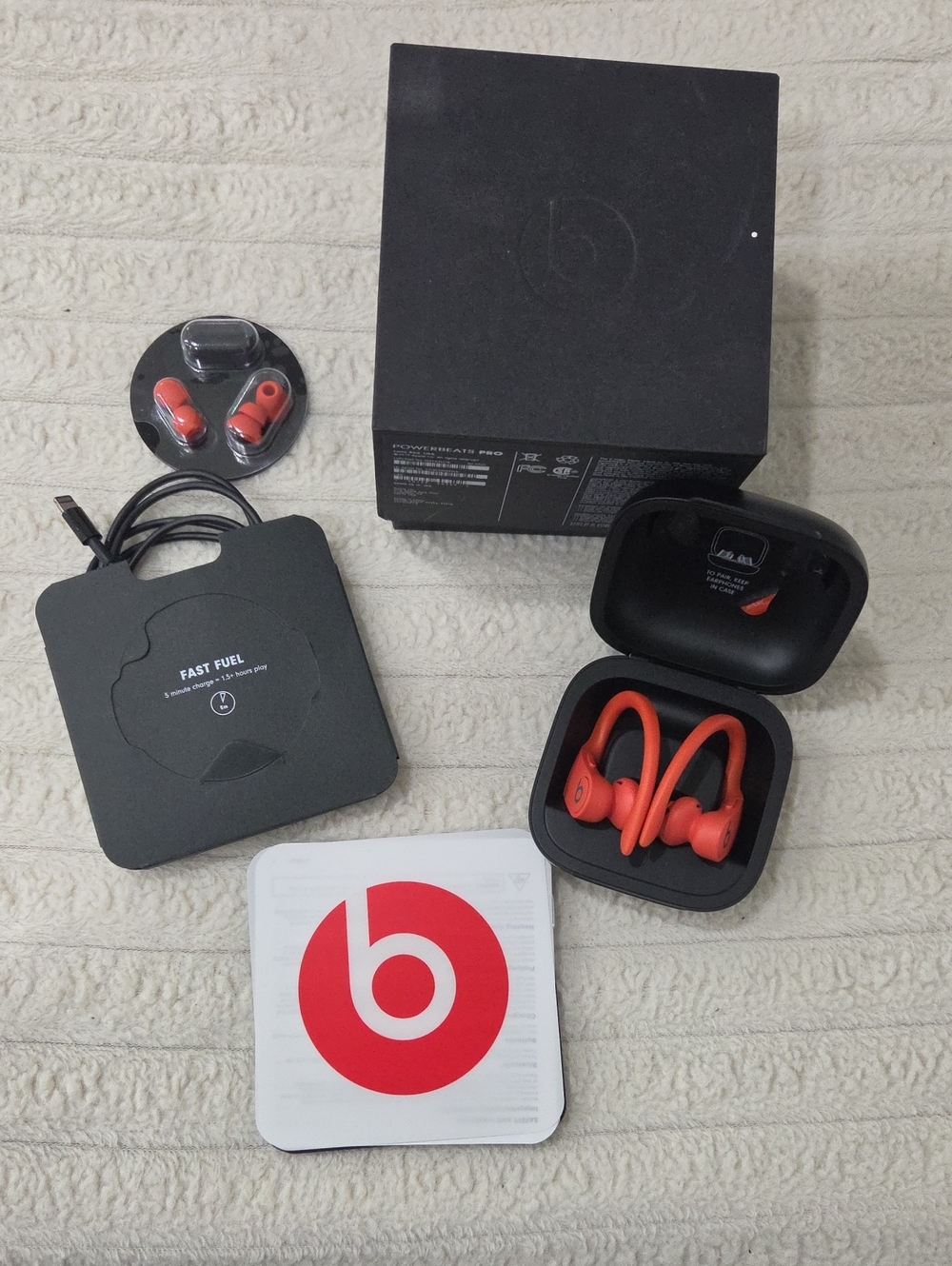Beats Powerbeats Pro Wireless Earbuds - Lava Red / Neon Orange (Complete Set)